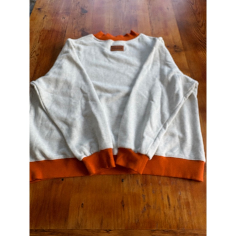 PARKE Two Tone Classic Mockneck Sweatshirt Heather Grey Amber L/XL - Picture 8 of 12